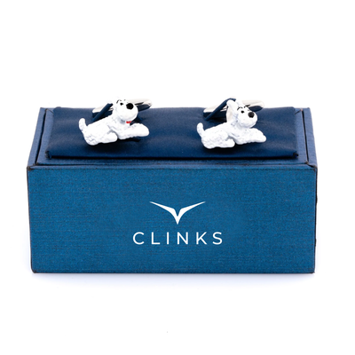 "Snowy" Tintin White Terrier  Dog Cufflinks