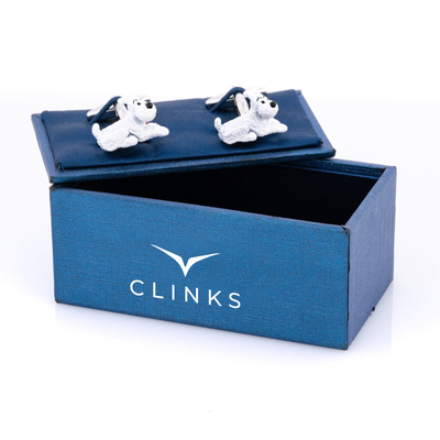 "Snowy" Tintin White Terrier  Dog Cufflinks