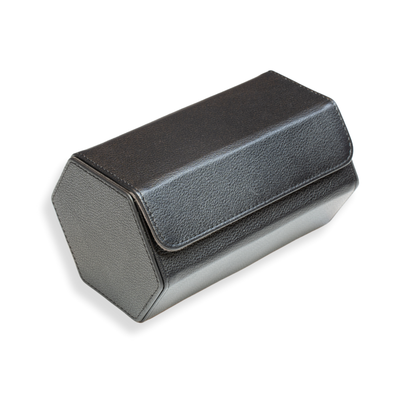 Hex Leather Watch Roll 2 Slots in Black/Charcoal