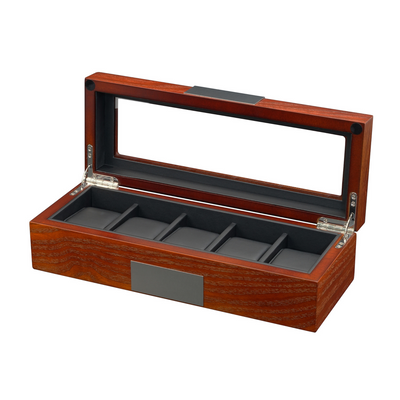 5 Slots Mahogany Wooden Watch Box