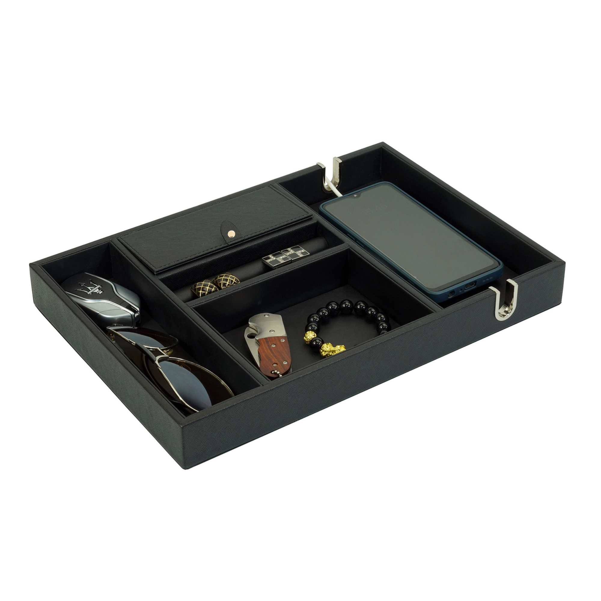 Black Vegan Leather Valet Tray