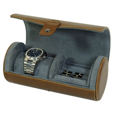 Brown Leather Travel Watch Roll Case