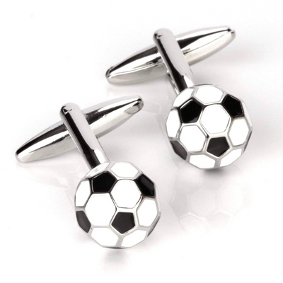 3D Black and White Soccer Ball Football Cufflinks