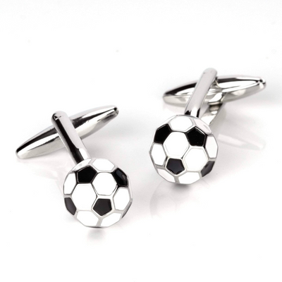 3D Black and White Soccer Ball Football Cufflinks