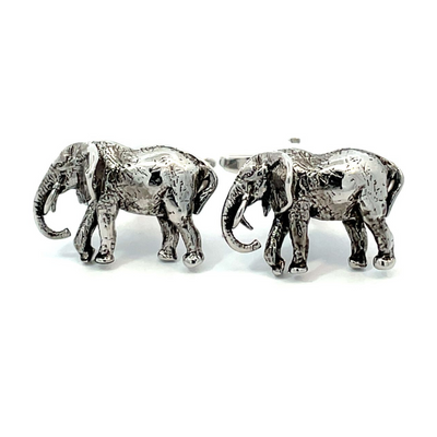 Elephant Cufflinks in Antiqued Silver