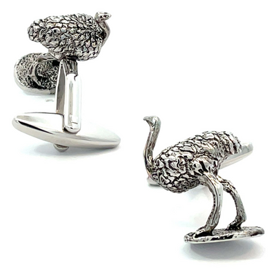 Emu Cufflinks in Antiqued Silver