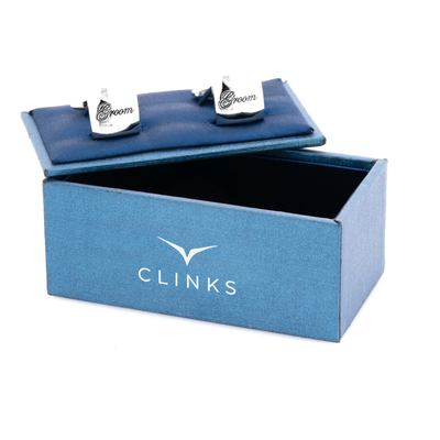 Groom Curved Silver Wedding Cufflinks