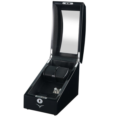 Avoca Watch Winder Box for 2 + 2 Watches in Black