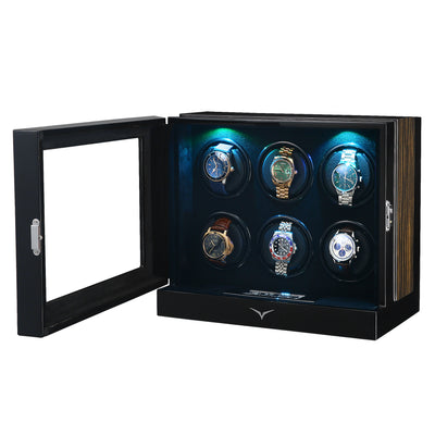 Sydney Watch Winder Box for 6 Watches in Black