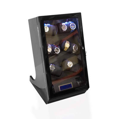 Kosciuszko Watch Winder Box for 12 + 2 Watches in Black