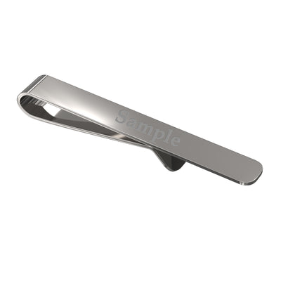 Engravable Shiny Silver Tie Bar with curved end 50mm