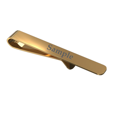 Engravable Shiny Gold Tie Bar curved end 50mm