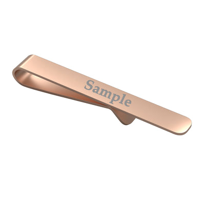 Engravable Brushed Rose Gold Tie Bar with curved end 50mm