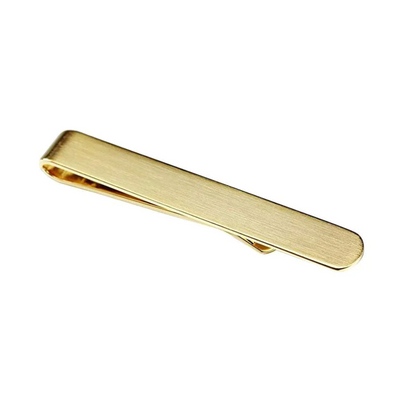 Engravable Brushed Gold Tie Bar with curved end 50mm