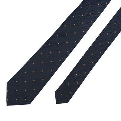 Navy Gold Silk Mini Spot Tie