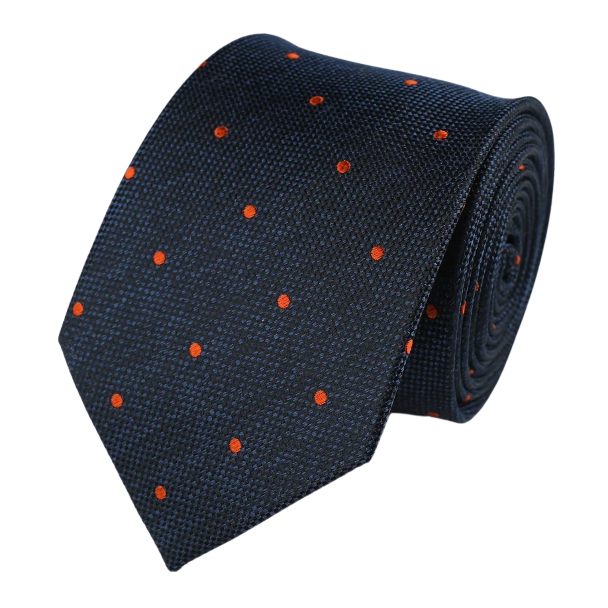 Navy Orange Silk Mini Spot Tie