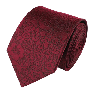 Wine Silk Tonal Floral Tie