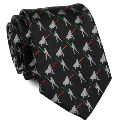 Vader v. Luke Battle Lightsaber Star Wars Black Mens Tie