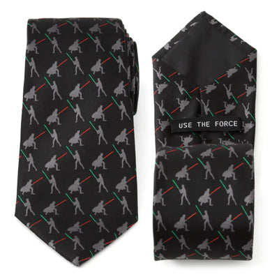 Vader v. Luke Battle Lightsaber Star Wars Black Mens Tie