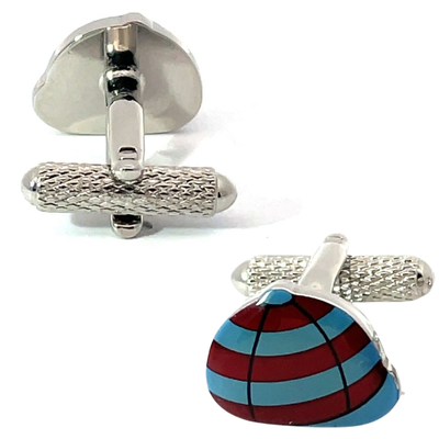 Jockey Cap and Shirt Cufflinks: Blue and Red