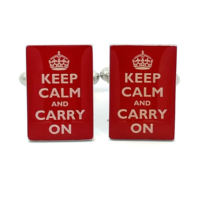 Keep Calm and Carry On (Red) Cufflinks