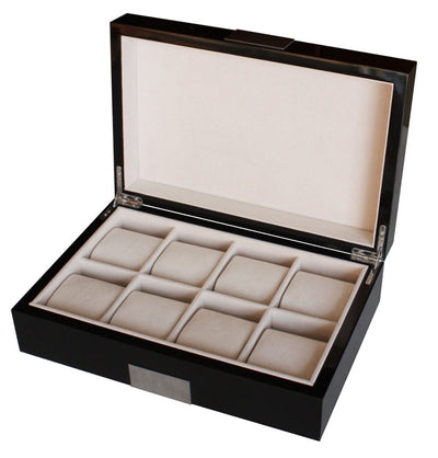 Black Wooden Watch Box, 8 Watch Box, Cuffed Watch Box, Clinks Australia Watch Box, Black Watch Boxes on Cuffed, Australia Watch Box, Watch Storage Box, Watch Display Box, 8 Slots Watch Boxes, Watch Boxes for 8, Wooden Watch Box, Wooden Watch Storage Box, Black, Wooden Watch Box, Watch Boxes, CB5067, Clinks.com