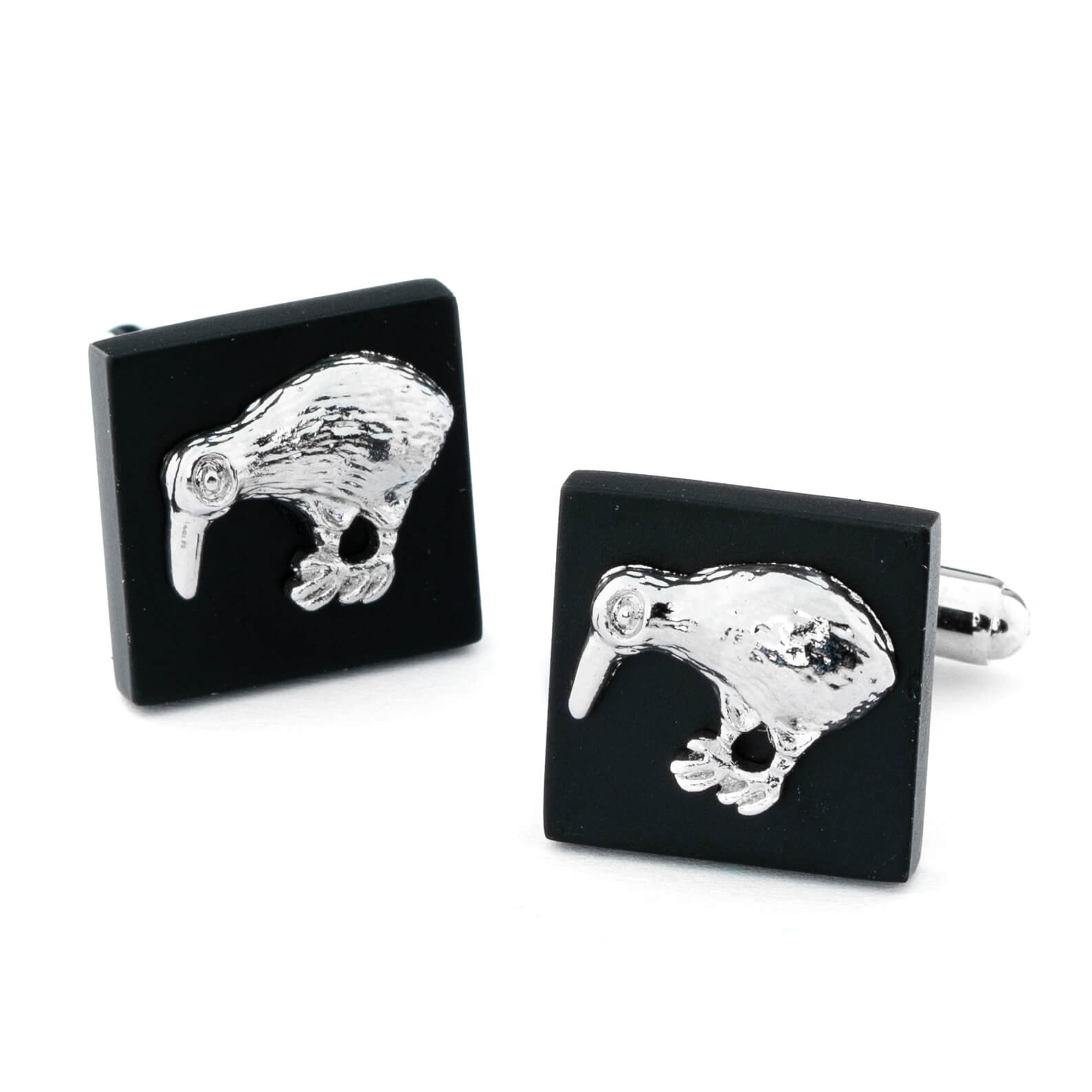 Silver/Black Kiwi Cufflinks