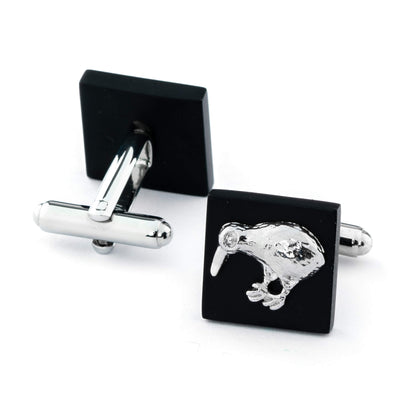 Silver/Black Kiwi Cufflinks