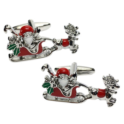 Santa Sleigh and Reindeer Cufflinks