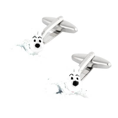 "Snowy" Tintin White Terrier  Dog Cufflinks