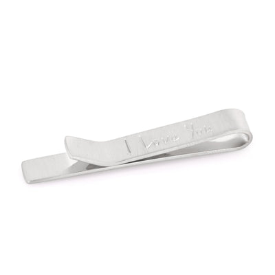 Brushed Silver I Love You Engraved Tie Clip