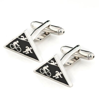 Triathlon Cufflinks Black Silver