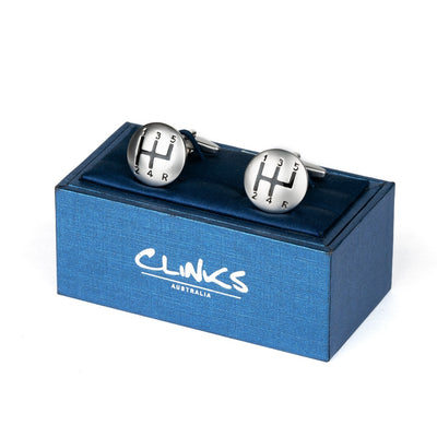 Brushed Silver Gear Shift Cufflinks