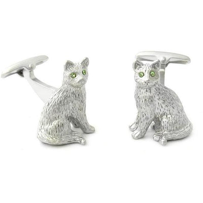 Silver cat with Crystal Eyes Cufflinks