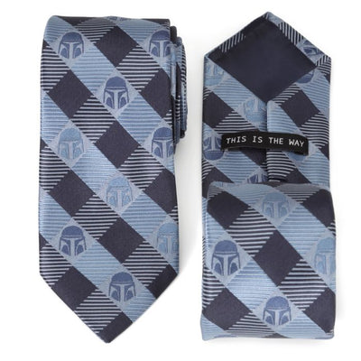 Star Wars Mando Helmet Check Blue Men's Tie