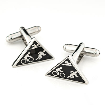 Triathlon Cufflinks Black Silver